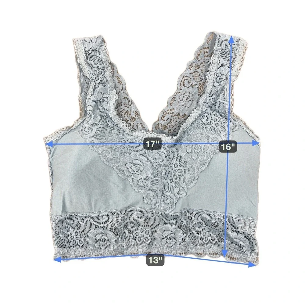 A Beautiful Soul‎ Lace Bralette Women B Blue White Floral Crop Boho Coquette 2PK